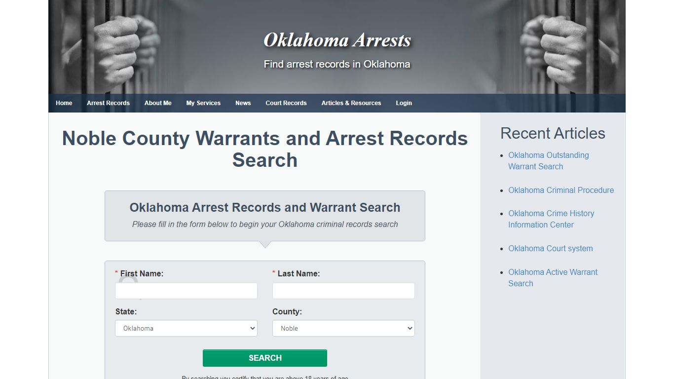 Noble County Warrants and Arrest Records Search - Oklahoma ...